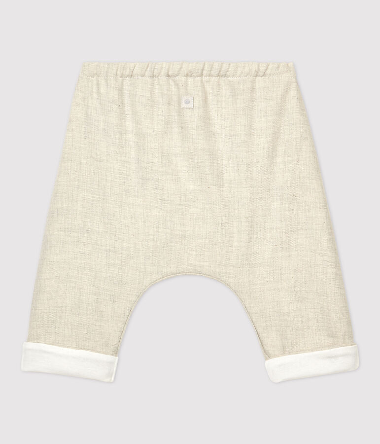 Pantalon b&eacute;b&eacute; flanelle en coton biologique beige MONTELIMAR CHINE